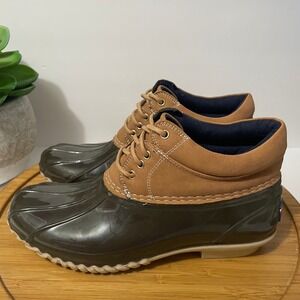 Tommy Hilfiger Waterproof Duck Boots Brown Lace Up Rain Ankle Booties Size 7